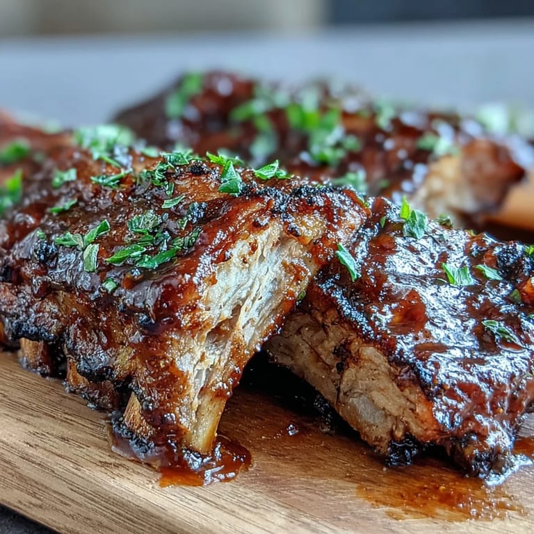 A platter of smoky Father's Day BBQ ribs, perfect for grilling celebrations.