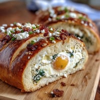 Festive Easter savory pie with hard-boiled eggs and ham, baked golden in flaky puff pastry for spring celebrations.  