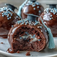 Graduation cake pops in school colors, decorated with edible glitter and sprinkles for festive celebration.  